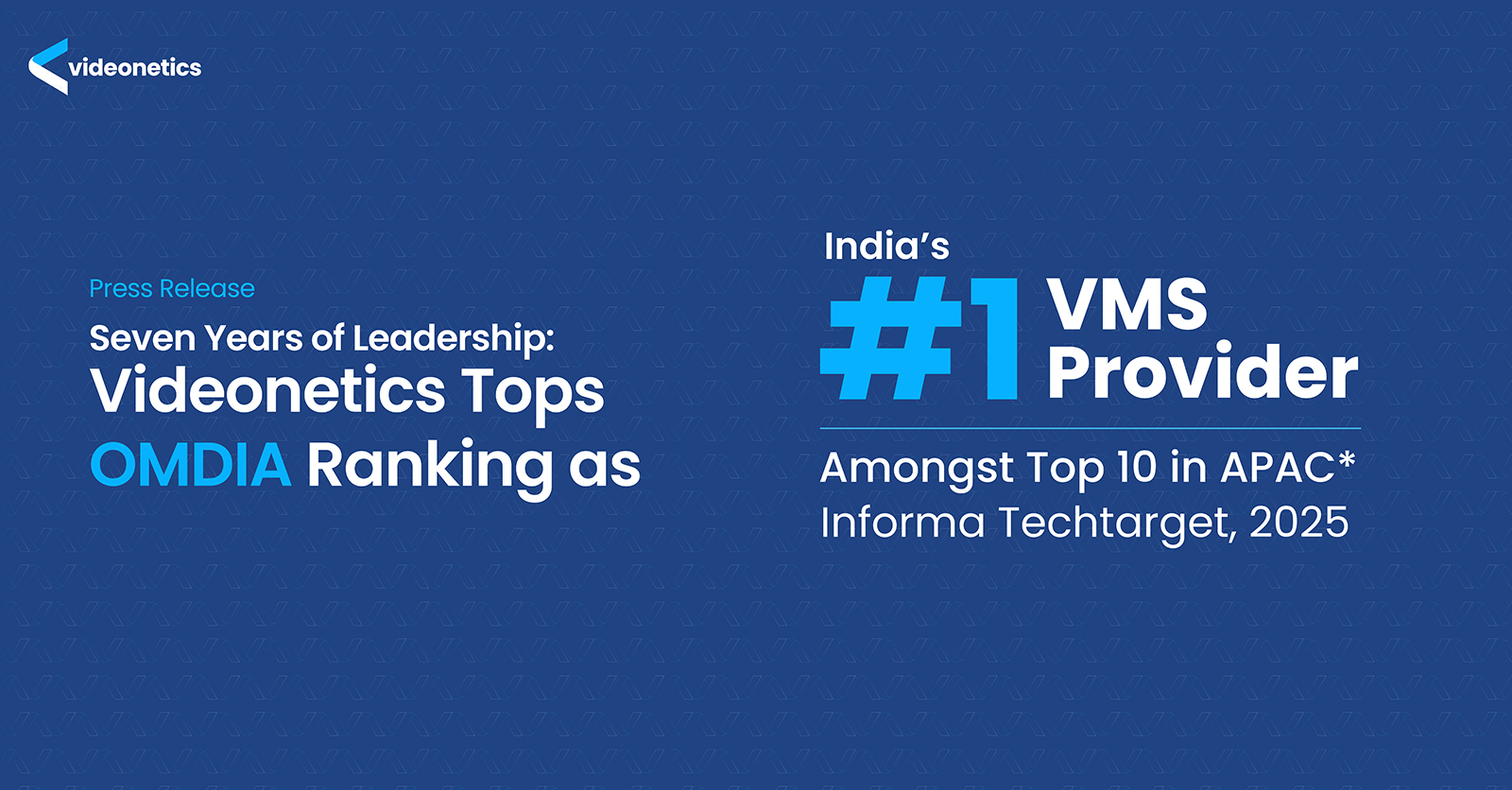 Seven Years of Leadership: Videonetics Tops OMDIA Ranking as India’s #1 VMS Provider, Top 10 in APAC